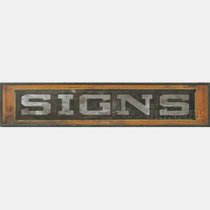 Painted Tin and Wood "SIGNS" Trade Sign