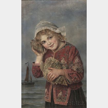 Rudolf Hirth Du Frênes (German, 1846-1916) Portrait of a Young Girl with Shells
