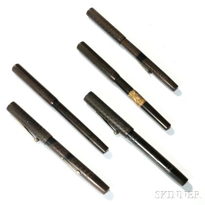 Five Waterman Black Hard Rubber Fountain Pens