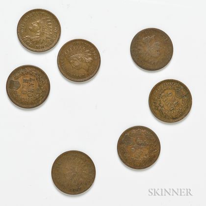 Seven 1867 Indian Head Cents