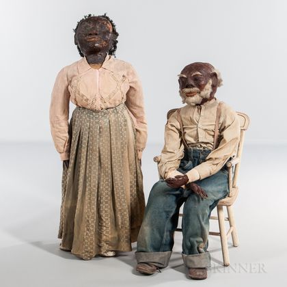 Pair of Papier-mache, Cotton, and Cloth African American Figures