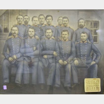 Oak Framed Pastel Group Portrait of 19th Century U.S. Military Officers