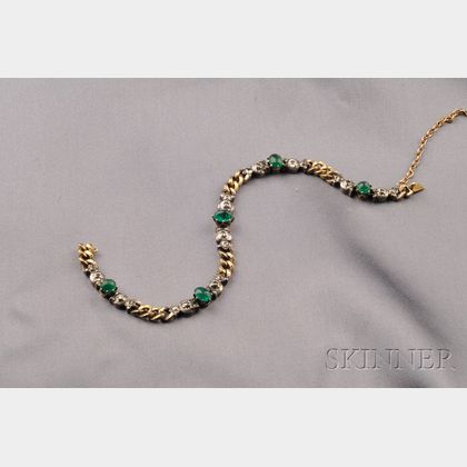 Antique Emerald and Diamond Bracelet, France