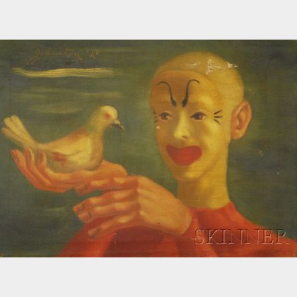 Framed 20th Century American School Oil on Canvas, White Pigeon
