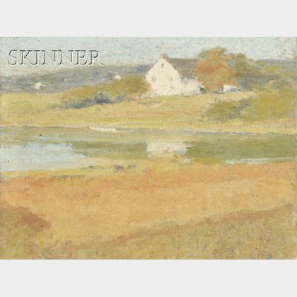 School of Arthur Wesley Dow (American, 1857-1922) Sunny Landscape with a White Farmhouse