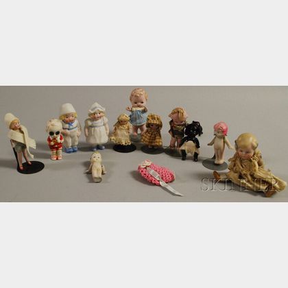 Collection of Twelve Miniature Bisque Dolls