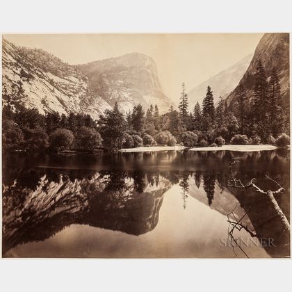 Watkins, Carleton (1829-1916) Mammoth Albumen Photograph, Mirror Lake, Yosemite , 1865-1866.