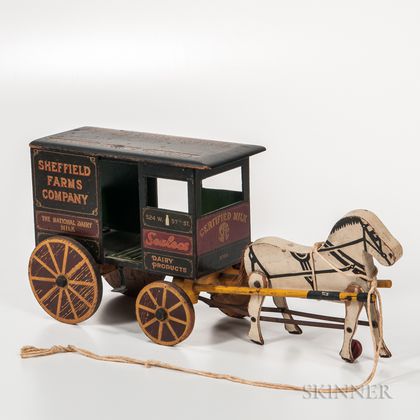 Painted Sheffield Farms Co. Toy Wagon