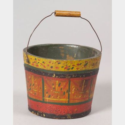Small Paint Decorated Wooden Bucket