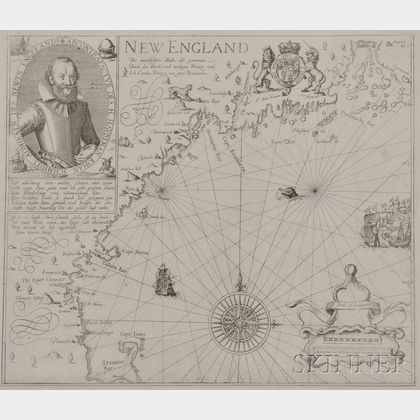 Coastal New England. Levinus Hulsius (1546-1606),after John Smith (1580-1631) New England Die mercklichsten dheile, also genennet Durc