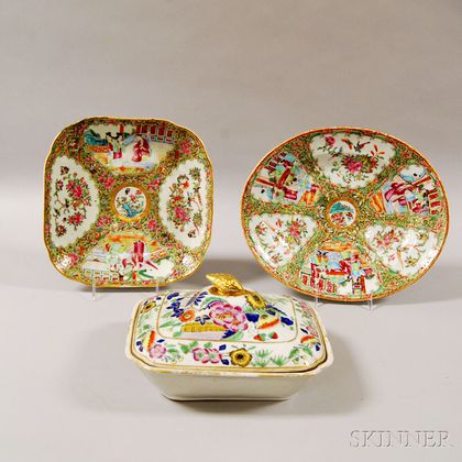 Three Chinese Export Porcelain Famille Rose Serving Pieces