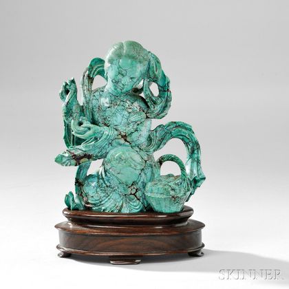 Turquoise Carving of a Female Deity