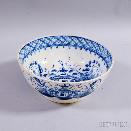 Blue- and White-decorated Pearlware Punch Bowl