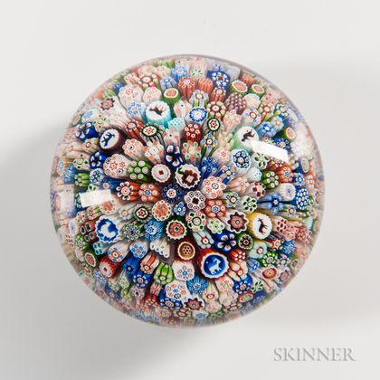 Baccarat Close Millefiori and Silhouette Paperweight