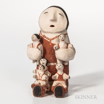 Contemporary Acoma Storyteller Figure with Five Children