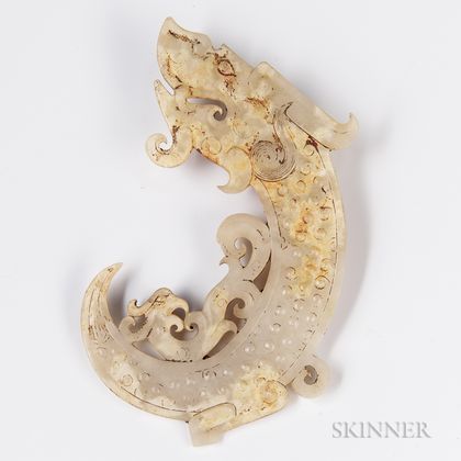 Archaic-style Carved Jade Dragon Plaque