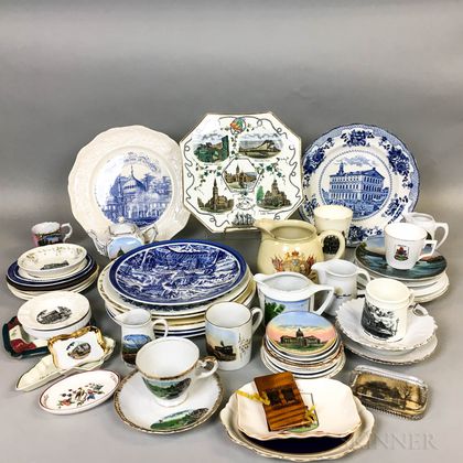 Group of Transfer-decorated Ceramic Items. Estimate $20-200