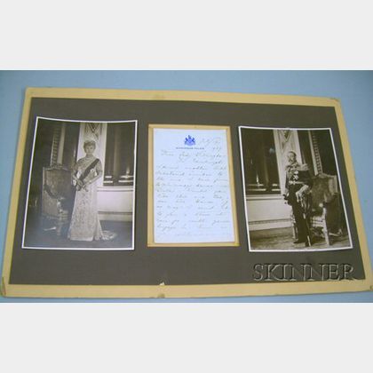 Photos of Queen Mary and Prince George with Buckingham Palace Letter