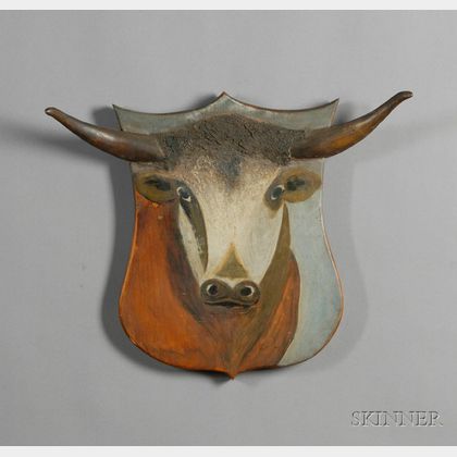 Painted Steer Head Plaque with Applied Horns