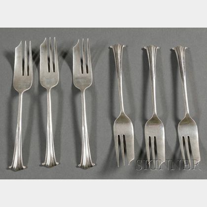 Ten George V Silver Onslow Pattern Pastry Forks