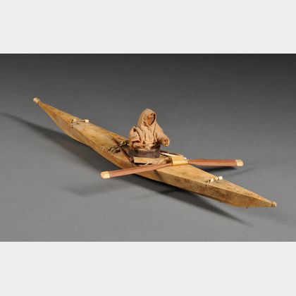 Eskimo Wood and Hide Model Kayak