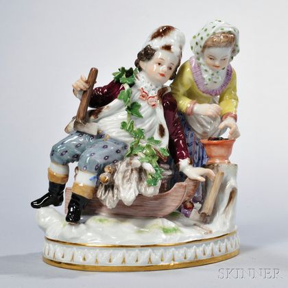 Meissen Porcelain Figural Group of Winter Scene