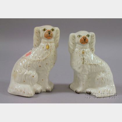 Two Staffordshire Seated Spaniels