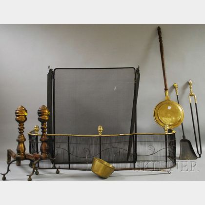 Group of Brass Fireplace and Hearth Items