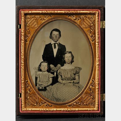 Two Half Plate Ambrotypes of Three Children and Their Parents