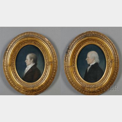 James Sharples (British/American, 1752-1811) Pair of Portraits of Dr. Reuben Smith and His Son Elihu Smith.