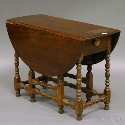 William & Mary-style Beechwood Drop-leaf Gate-leg Table. Estimate $200-300