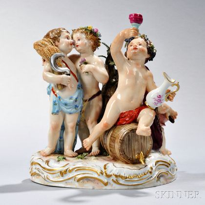 Meissen Porcelain Mythological Figural Group with Children