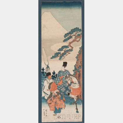 Utagawa Hiroshige (1797-1858),Ariwara no Narihira Passing Mount Fuji on His Journey to the East 