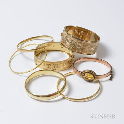 Group of Gold and Gold-filled Bangles