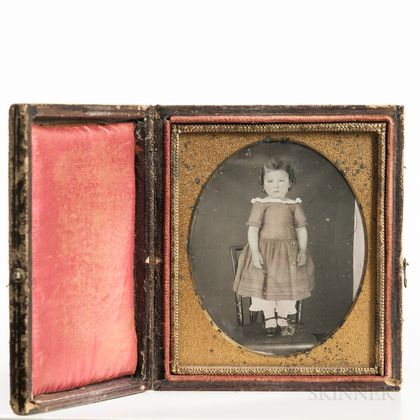Sixth-plate Tinted Daguerreotype of a Little Girl