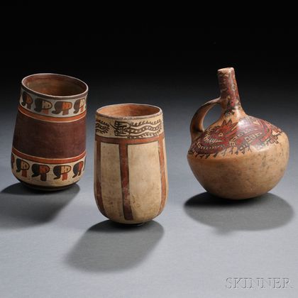 Three Nasca Polychrome Pottery Vessels