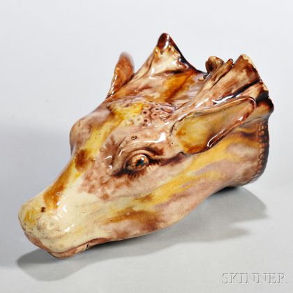 Cream-colored Earthenware Stag-form Stirrup Cup