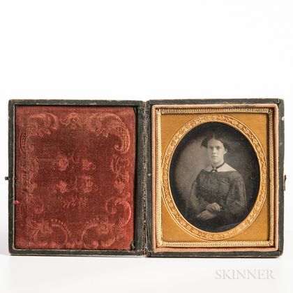 Sixth-plate Daguerreotype of a Young Woman with Crossed Arms