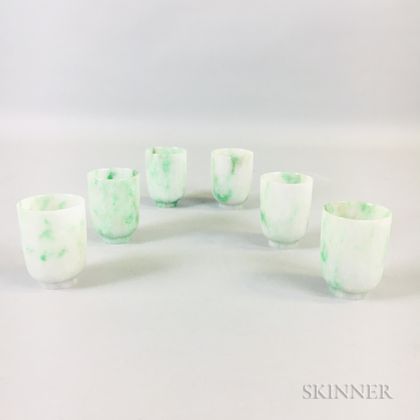 Set of Six Jadeite Wine Cups