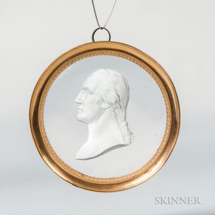 Framed Sulphide and Glass George Washington Medallion