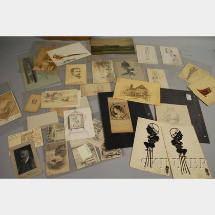 American School, 19th/20th Century Lot of Approximately Thirty-four Unframed Works on Paper
