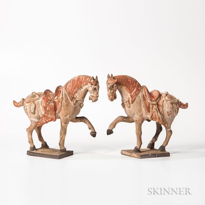 Pair of Caparisoned Pottery Horses