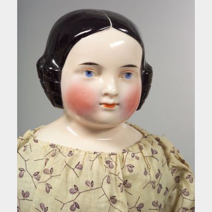 Pink Tint Covered Wagon China Shoulder Head Doll