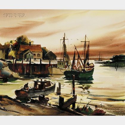 John Cuthbert Hare (American, 1908-1978) Harbor View at Dusk