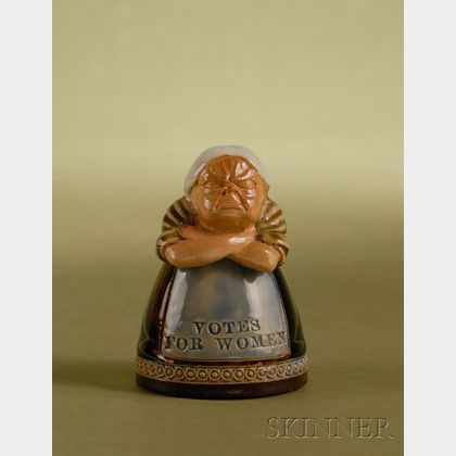 Whimsical Doulton Lambeth Salt-glaze Figural "Virago" Inkwell