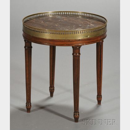 Louis XVI Style Brass-mounted Mahogany and Marble-top Circular Occasional Table