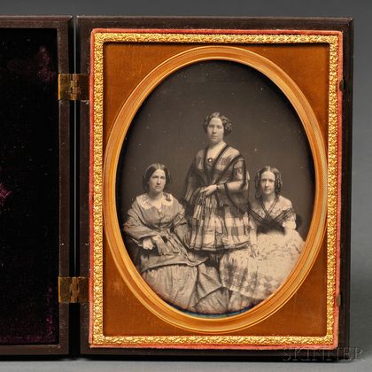 Half-plate Daguerreotype Portrait of a Mother and Two Daughters