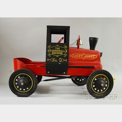 "Casey Jones Cannonball Express No. 9" Painted Metal Pedal Car
