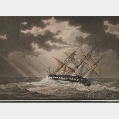 Attributed to Nicholas S. (Nicola) Cammillieri (France and Malta, Italy, 1762-1860) Ship USS Savanah in a Gale.