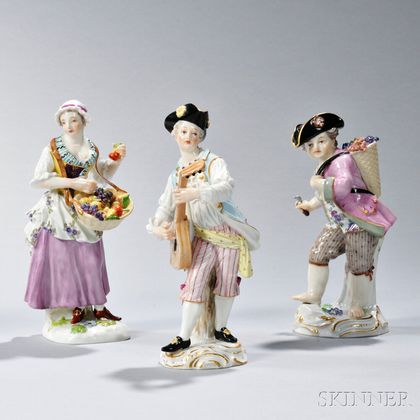 Three Meissen Porcelain Allegorical Figures
